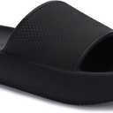 Joomra Pillow Slippers for Women and Men Non Slip Quick Drying Shower Slides Bathroom Sandals | Ultra Cushion | Thick Sole (9-10 Women/7.5-8.5 Men, Black)