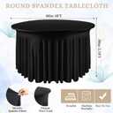 Preboun 6 Pack 4 Ft/ 48 Inch Spandex Round Tablecloths Wrinkle Free Stretchy Round Table Clothes for Table Tablecloth with Skirt for Party Wedding Home Decoration Parties Banquet (Black)