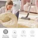 OLANLY Cream Round Rugs for Bedroom - Machine Washable, 2 ft Circle Area Rugs for Living Room, Soft and Fluffy Shaggy Carpet for Teen Girl and Boys, Nursery Rooms, Dorms, Home Decor Aesthetic