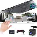 NHOPEEW 1080P Dash Cam Front and Rear, 4.5 Inch Touchscreen Rear View Mirror Camera with Dual Lens/Exposure Adjustment/Loop Recording/Parking Assistance + Backup Camera & 64G Card