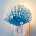 Seashell Night Light, Beach Night Light Plug into Wall with Manual On/Off Switch, LED Energy-Saving Lamps, 360 Swivel Plug, Beach Decor Coastal Decor for Bedroom Bathroom(Seashell)
