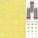 32000Pcs Yellow Rhinestones for Bedazzling, Resin 2, 3, 4, 5, 6mm Mix Sizes Flatback Bedazzle Gems Diamonds Gemstones Jewels Stones Crystals with B7000 Glue for Crafting Crafts Nails