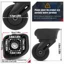 Zoofen Luggage Wheels Replacement 2 pcs Suitcase Replacement Wheels Wear-Resistant Luggage Carry On Spinner Wheels with 4 Holes (ZA-72A)