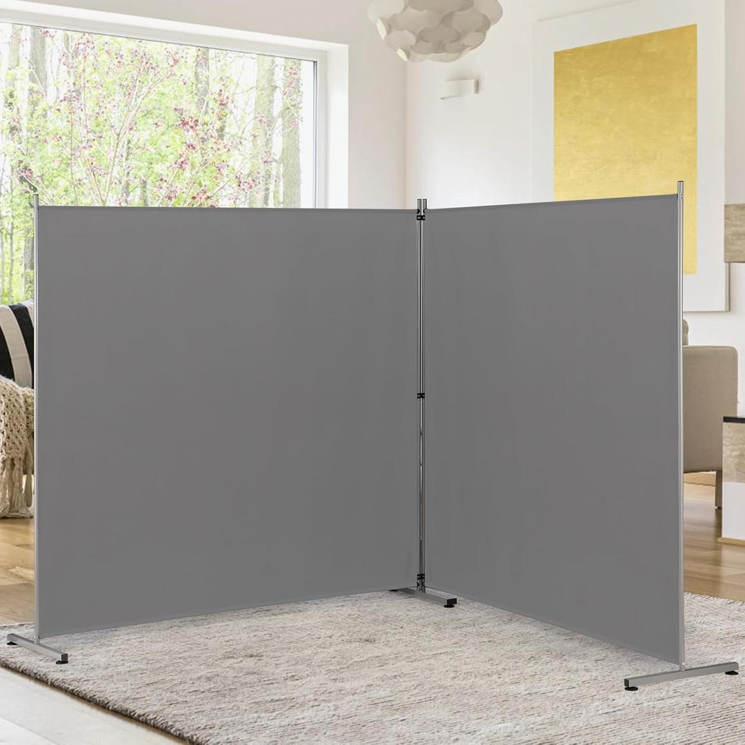 Rantila Indoor Room Divider, Portable Office Divider, Room Divider Wall Screen 2 Large Panel, Folding Partition Privacy Screen Walls Dividers for Room Separator 142" W x 71" H,Gray