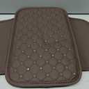 Norkmdi Bling Car Center Console Cover, Leather Crystal Rhinestone Vehicle Armrest Cushion Pad with Side Storage Bags, Scratch Resistant Auto Middle Console Protection Mat, Universal Fit (Coffee)