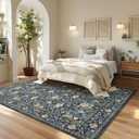 GarveeHome Washable Area Rug 6x9, Soft Vintage Floral Bedroom Rug Non Slip Low Pile Carpet Stain Resistant Throw Rug for Bedside Kids Room Office Dining Room