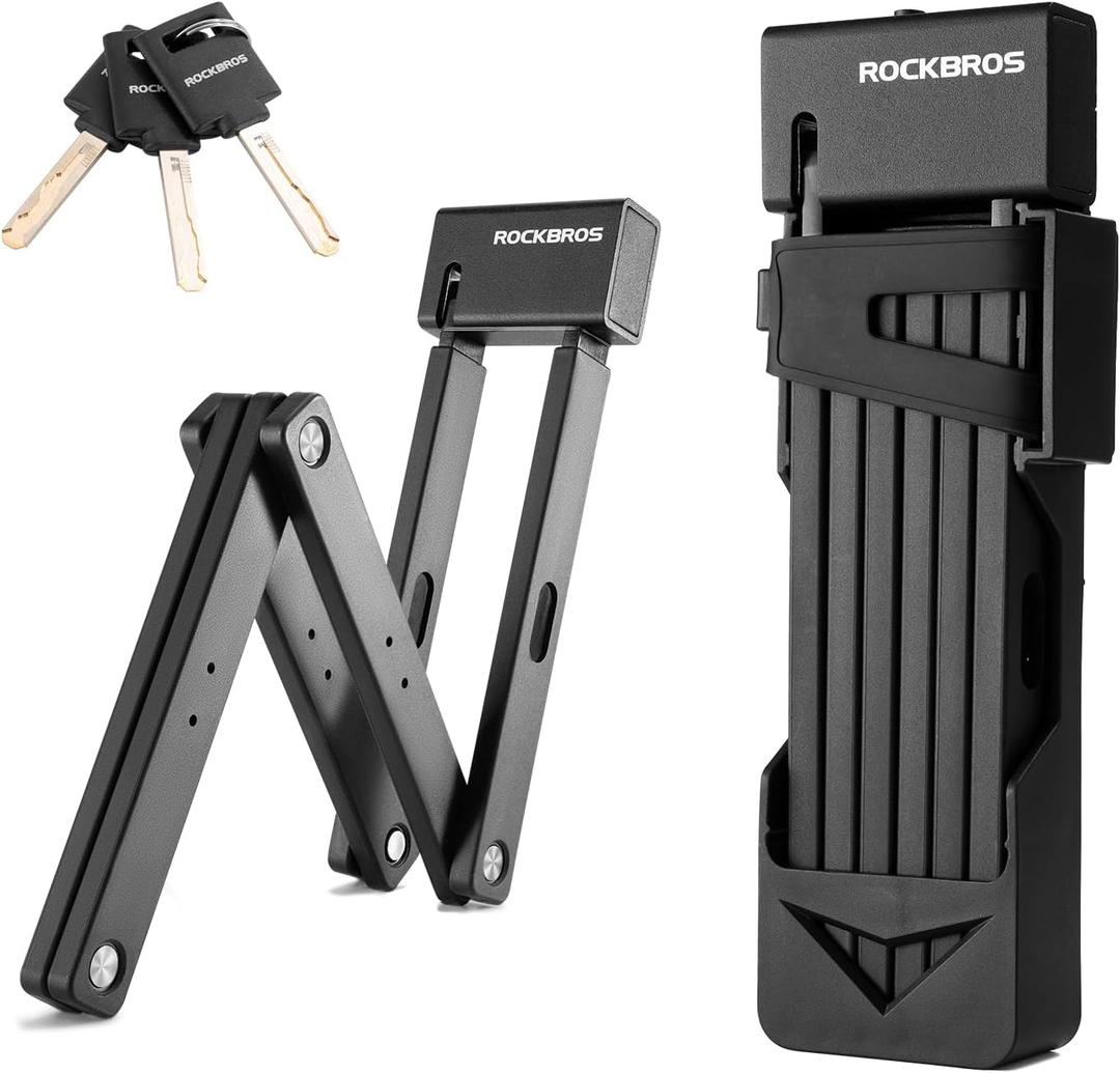 ROCKBROS Folding Bike Lock with 3 Keys - 3.79lb Heavy Duty Anti Theft Secure Guard for Bicycle Motorcycle e-Bike