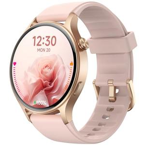 Fitpolo Smart Watch for Women,1.3" AMOLED Touchscreen Fitness Tracker, Make/Answer Calls, Heart Rate SpO2 Monitor, IP68 Waterproof, Sleep & Activity Tracking Smartwatch for Android Phones iPhone, Pink