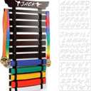 Winartton Karate Belt Display Rack with Stickers, Martial Arts Belt Display Holder, Taekwondo Belt Jiu Jitsu Belt BJJ Belt Display Hanging Holder for Adults (Walnut)