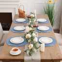 SHACOS 13 inch Round Braided Placemats Set of 6 Non Slip Washable Place Mats Fabric Polyester Table Mats for Dining Table Home Kitchen Wedding Party Decor, Dusty Blue