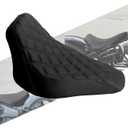 Motorcycle Front Driver Leather/Suede Cushion Pillion Seat Solo Seat Fit For Harley Softail Breakout 2013-2017 Rocker 2008-2017 (Black Stitching)