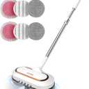 Electric Mop, AlfaBot S2 Cordless Spin Mop for Floor Cleaning, with LED Headlight and Sprayer/400ML Big Tank/60 Mins Runtime, Lightweight Floor Scrubber for Hardwood Floors, Tile, Laminate