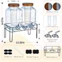 2 Pack1Gallon Glass Drink Dispenser with Stand&Bamboo Lids&Fruit Infuser,304 Stainless Steel Leak-Proof Spigot,Beverage Dispenser for Parties,Water Sangria Juice Sun Tea Lemonade(Brown)
