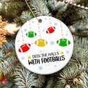 2 x Football Ornament 2025  White Elephant Gift, Deck The Halls with Footballs Ceramic Holiday Decoration  Sports Ornament for Football Players, Coaches & Fans  Unique Stocking Stuffer & Gag Gift