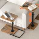 Tv Trays Set of 2 for Couch - 360Swivel Height Adjustable, Larger Metal and Wooden Base to Prevent SlippingTV Tray C Shaped End Table Food Snack Trays for Eating Sofa Bed Bathroom (Brown)