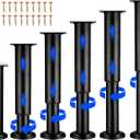 6 PCS Adjustable Height Bed Support Legs for Bed Frame/Bed Center Slat, Heavy Duty Furniture Replacement Legs 7.08-12.2 inch for Sofa/Cabinet/Couch/Dresser/Table (Black)