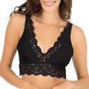 Smart & Sexy Women's Lace Deep V Wireless Bralette Comfortable & Stylish, Multi-Packs (XX-Large, Black Hue - 1 Pack)