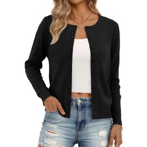 Trendy Queen Lightweight Cardigan Sweaters for Women (Small, Black)
