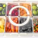 LUXEAR Divided Serving Tray with Lid and Handle Snack Box Charcuterie Container Dishwasher Safe 8 Compartment Snack Platters Portable Clear Organizer for Fruits, Candy, Snacks, Picnic, Travel (1pack white)