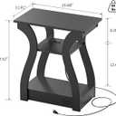 FROMJBEST End Table with Charging Station, Side Table with USB Ports and Outlets, Nightstand, 3 Tier End Table with Storage Shelf for Living Room, Bedroom (Black)