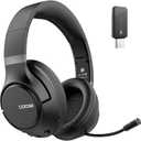 H300 Wireless Headphones with Microphone, Over Ear Bluetooth Headsets with USB Dongle & Mute, Environmental Noise Cancelling Retractable Mic for Work Office Call Center Laptop Computer (Black)