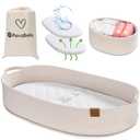 Baby Changing Basket for Baby Dresser, Moses Basket for Babies, Cotton Rope Diaper Changing Basket, Unisex Baby Moses Basket, Foam Diaper Changing Pad for Dresser, Changing Table Topper for Dresser (Silky White)