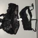 SOLY HUX Women's Lingerie Set Sheer Lace 1/4 Cup Bra Push Up Shelf Bra and Panty Naughty Outfit (Black, XL)