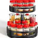 Lazy Susan Organizer Spice Rack - 2 Tier Height Adjustable Spice Organization for Cabinet, Metal Seasoning Organizer Lazy Turntable Spice Organizer for Table Top Pantry Kitchen Storage (10 inch)