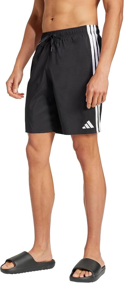 adidas Men's 3-Stripes 8-Inch Swim Shorts (XX-Large, Black/White)
