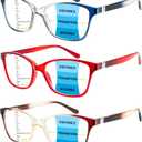 3 Pack Progressive Multifocus Reading Glasses Blue Light Blocking Multifocal Readers for Women Men with Spring Hinge (3 Mix C1, 1.25, multiplier_x)