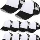 10 Pcs Sublimation Blank Trucker Hats Bulk Mesh Baseball Cap Polyester Mesh Trucker Hat for Men and Women (Coffee and White)