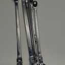 DISEN Extra Long Flex Head Ratcheting Wrench set, 6Pcs Double Box End Long Reach Ratchet Wrench Set Metric 8-19mm, CRV Steel, with Pouch, Gifts for Father, Man (Single Jointed Set (Silver))