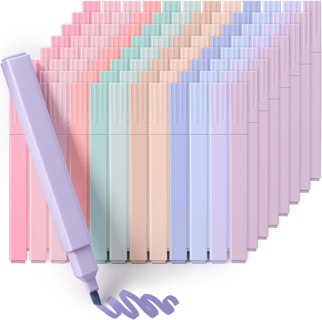 144PCS Aesthetic Highlighters Bulk, Assorted Color No Bleed Chisel Tip Bible Pens, Cute Soft Colorful Marker Pens, Glitter Book Highlighters for Journal Planner Notes Classroom Office Supplies