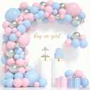 2 x 139 Pieces Gender Reveal Balloon Garland Arch Kit with Pink and Blue Balloons, Silver Balloons for Boy or Girl, Gender Reveal Decorations, Birthday Party