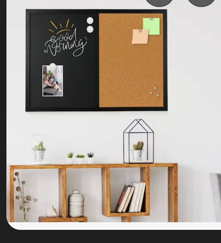 Magnetic Chalkboard Felt Bulletin Board Combination, 24"x18" Large Blackboard & Felt Cork Board Combo, Self-Adhesive Push Pins Vision Board for Home, School and Office