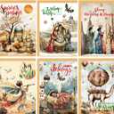 4 x Fancy Land African American Nativity Christmas Cards Foil Embossed Black Religious Holiday Greeting Cards Bulk with Envelopes for Christian Holy Family Supplies 24Pcs