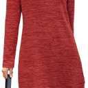 STYLEWORD Women's 2026 Winter Dress Tunic Tops for Leggings Long Sleeve Sweater Cowl Neck Fashion Shirt Dress (Red, XL)
