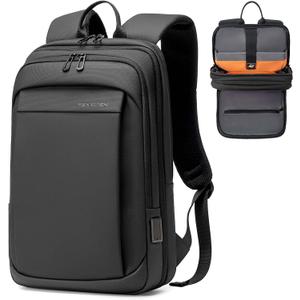 FENRUIEN Work Backpack for Men, Water Resistant Expandable Backpack with USB C Charging Port, Black 15.6 Laptop Backpack