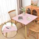 Fitted Tablecloth for Square Folding Table:Tight Stretchy Spandex Fabric Table Cloth with Elastic Edge Card Table Cover Not Vinyl Pink 4242 Inch
