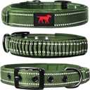 Tuff Pupper Heavy Duty Dog Collar with Handle | Ballistic Nylon Heavy Duty Collar | Padded Reflective Dog Collar with Adjustable Stainless Steel Hardware | Convenient Sizing for All Breeds (X-Large (19 - 23" Neck), Olive)