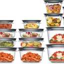 Rubbermaid 28-Piece Clear/Grey Food Storage Containers, Premium Snap Bases, and Various Size Lids, Perfect for Meal Prep, Leftovers, and Dishwasher Safe
