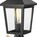 zeyu Dusk to Dawn Outdoor Post Light Fixture, 13.7-Inch Farmhouse Post Lantern Lamp Post for Patio, Clear Glass Shade and Black Finish, 20076PS-PC BK
