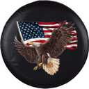 Spare Tire Cover, Wheel Cover with American Eagle USA Flag PVC Leather Waterproof Dust-Proof Universal Fit for Jeep Trailer RV SUV Camper Vehicle (18 Inch)