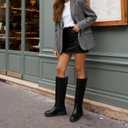 Women's Knee High Boots Round Toe Low Heel Stretchy Tall Boots Women