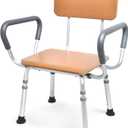 Sangohe Shower Chair for Inside Shower, Shower Chair with Wood Seat Board and Back, Height Adjustable Shower Stool for Elderly and Disabled, 400 lbs Heavy Duty Shower Seat for Seniors, 796DB