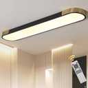 Qcyuui 4FT LED Light Fixture 60W Dimmable Led Ceiling Light Black and Gold Flush Mount Ceiling Light Modern Light Fixtures Ceiling for Kitchen Closet Garage Office Hallway