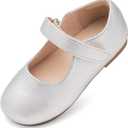 Toddler Flower Girl Dress Shoes Mary Janes Flat (11 Little Kid, Silver)