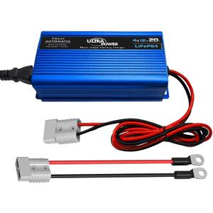 ULTRAPOWER 12V 20A LiFePO4 Battery Charger,14.6V Automatic Lithium Battery Charger,AC/DC Battery Chargers,Anderson Connector for RV,Marine,Solar Systems and Lithium LiFePO4 Deep Cycle Batteries