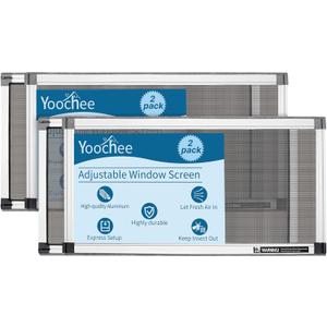 Expandable Window Screen, 2 Pack Adjustable Window Screen (10" H x 19" - 36" W) - Small Replacement Window Screens with Frame, Durable Replacement Screen for Window