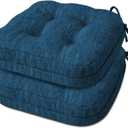 Shinnwa Dining Chair Cushions Set of 2, Dual-Layer Memory Foam Kitchen Chair Cushions, Patented Design Seat Pads with Ties, 16.5 x 16.5 x 3.5in, 2 Pack, Navy Blue